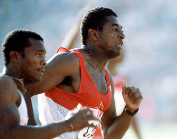 Canada's Tim Bethune (right) competes in an athletics event at the 1984 Olympic games in Los Angeles. (CP PHOTO/ COA/JM)