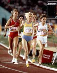 Canada's Brit McRoberts (left) competes in an athletics event at the 1984 Olympic games in Los Angeles. (CP PHOTO/ COA/JM)