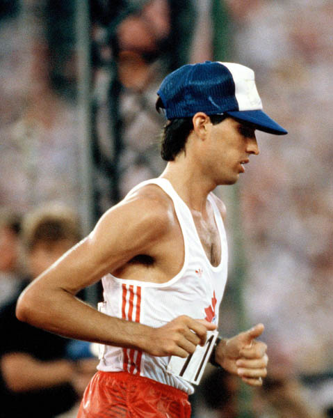 Canada's Alain Bordeleau competes in the marathon at the 1984 Olympic games in Los Angeles. (CP PHOTO/ COA/JM)