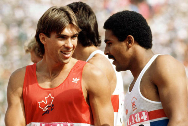 Canada's Dave Steen (left) participates in the decathlon at the 1984 Olympic games in Los Angeles. (CP PHOTO/ COA/JM)