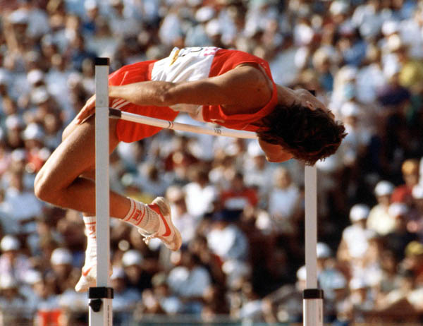 Canada's Dave Steen competes in the high jump portion of the decathlon at the 1984 Olympic games in Los Angeles. (CP PHOTO/ COA/JM)