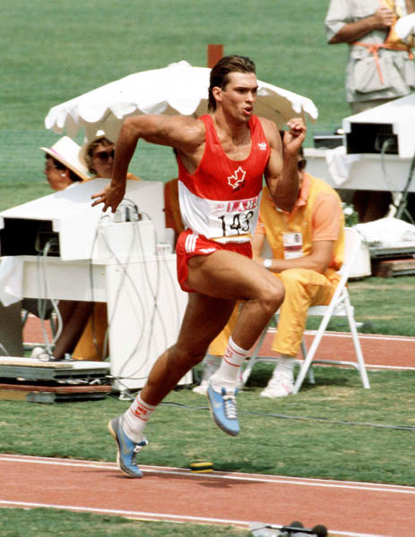 Canada's Dave Steen competes in the long jump portion of the decathlon at the 1984 Olympic games in Los Angeles. (CP PHOTO/ COA/JM)