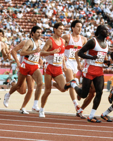 Canada's Paul Williams (145) competing in an athletics event at the 1984 Olympic games in Los Angeles. (CP PHOTO/ COA/JM)