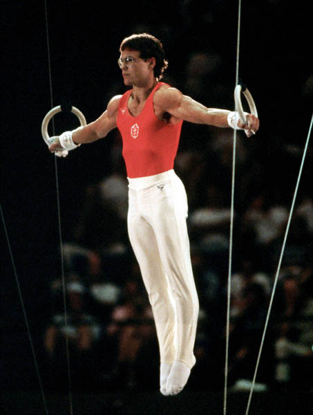 Canada's Philippe Chartrand competes in a gymnastics event at the 1984 Olympic games in Los Angeles. (CP PHOTO/ COA/ Crombie McNeil)