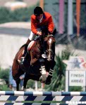 Canada's Mario Deslauriers rides Aramis in an equestrian event at the 1984 Olympic games in Los Angeles. (CP PHOTO/ COA/Tim O'lett)