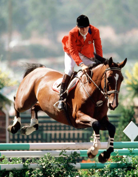 Canada's Mario Deslauriers rides Aramis in an equestrian event at the 1984 Olympic games in Los Angeles. (CP PHOTO/ COA/RW)