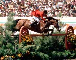 Canada's Hugh Graham rides Abraxas in an equestrian event at the 1984 Olympic games in Los Angeles. (CP PHOTO/ COA/Tim O'lett)