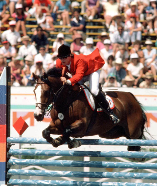 Canada's Hugh Graham rides Abraxas in an equestrian event at the 1984 Olympic games in Los Angeles. (CP PHOTO/ COA/Tim O'lett)