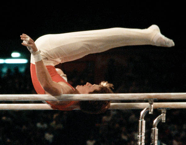 Canada's Brad Peters competes in a gymnastics event at the 1984 Olympic games in Los Angeles. (CP PHOTO/ COA/ Tim O'lett)
