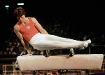 Canada's Allan Reddon competes in a gymnastics event at the 1984 Olympic games in Los Angeles. (CP PHOTO/ COA/ Tim O'lett)