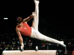Canada's Allan Reddon competes in a gymnastics event at the 1984 Olympic games in Los Angeles. (CP PHOTO/ COA/ Tim O'lett)