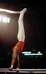 Canada's Jessica Tudos competes in a gymnastics event at the 1984 Olympic games in Los Angeles. (CP PHOTO/ COA/ Crombie McNeil)