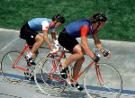 Alex Stieda du Canada participe  une preuve de cyclisme sur piste aux Jeux olympiques de Los Angeles de 1984. (Photo PC/AOC)