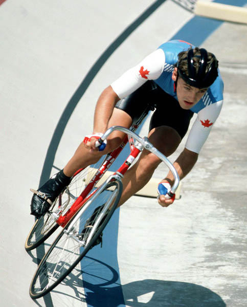 Canada's Alex Stieda competes in a track cycling event at the 1984 Summer Olympics in Los Angeles. (CP PHOTO/ COA/ J Merrithew)