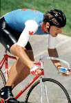 Canada's Tanya Dubnicoff competing in the points race cycling event at the 1996 Atlanta Summer Olympic Games. (CP PHOTO/COA/Mike Ridewood)