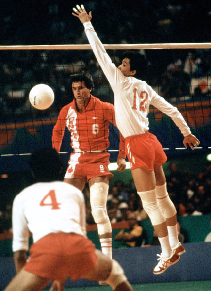 Canada's Al Coulter (6) competes in the men's volleyball event at the 1984 Los Angeles Summer Olympic Games. (CP PHOTO/COA/Scott Grant)