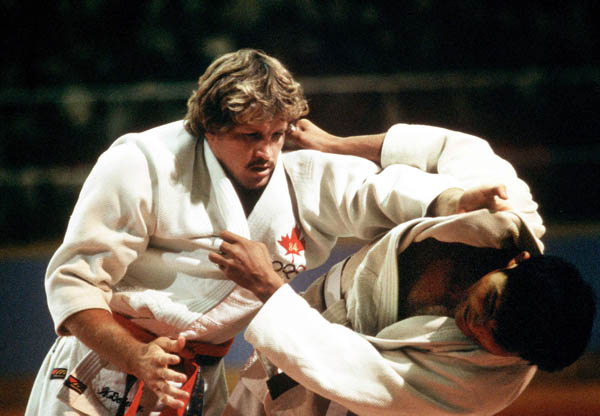 Canada's Kevin Doherty (left) competes in the Judo event at the 1984 Los Angeles Olympic Games. (CP Photo/ COA/ Crombie McNeil)
