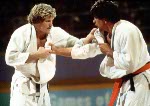 Canada's Kevin Doherty (left) competes in the Judo event at the 1984 Los Angeles Olympic Games. (CP Photo/ COA/ Crombie McNeil)