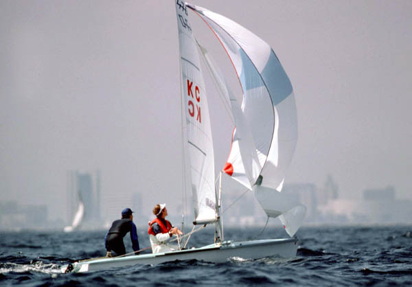 Canada's Frank McLaughlin and Martin ten Hove compete in the yachting event at the 1984 Olympic games in Los Angeles. (CP PHOTO/ COA/ Cromby McNeil)