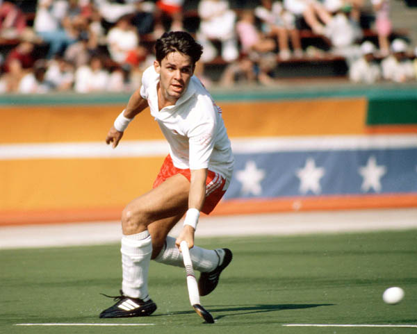 Canada's Trevor Porritt plays field hockey at the 1984 Los Angeles Olympic Games. (CP Photo/ COA/ Ted Grant)