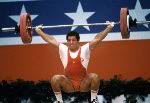 Canada's Yvan Darsigny competes in the weightlifting event at the 1984 Olympic games in Los Angeles. (CP PHOTO/ COA/Tim O'lett )