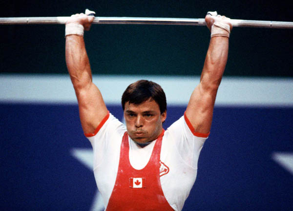 Canada's Jacques Demers competes in the weightlifting event at the 1984 Olympic games in Los Angeles. (CP PHOTO/ COA/Tim O'lett )