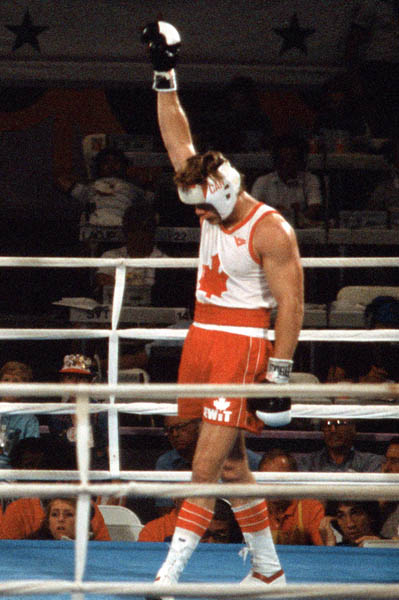 Canada's Willie Dewit competes in the boxing event at the 1984 Olympic games in Los Angeles. (CP PHOTO/ COA/ Tim O'lett)