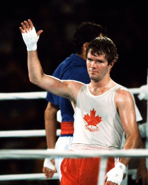 Canada's Shawn O'Sullivan competes in the boxing event at the 1984 Olympic games in Los Angeles. (CP PHOTO/ COA/ Tim O'lett)