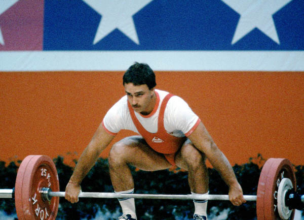 Canada's Michel Pietracupa competes in the weightlifting event at the 1984 Olympic games in Los Angeles. (CP PHOTO/ COA/Tim O'lett )