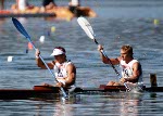 Canada's Alwyn Morris (left) and Hugh Fisher competing in a kayaking event at the 1984 Olympic games in Los Angeles. (CP PHOTO/ COA/ Crombie McNeil)