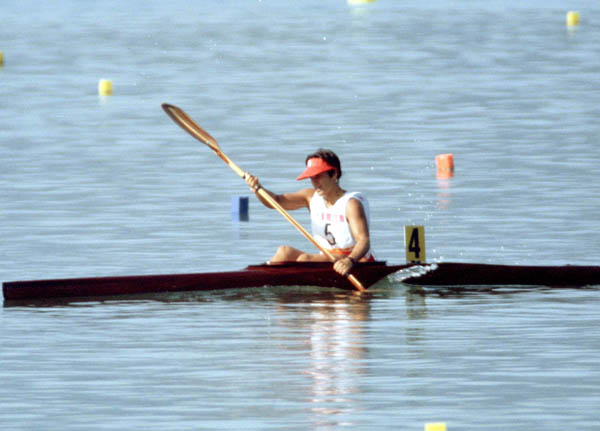 Canada's Lucie Guay competes in a kayaking event at the 1984 Olympic games in Los Angeles. (CP PHOTO/ COA/ Crombie McNeil)