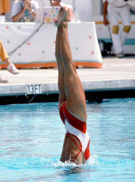 Canada's Kelly Kryczka perform her synchronized swimming routine at the 1984 Los Angeles Olympic Games. (CP Photo/ COA/ Tim O'lett)