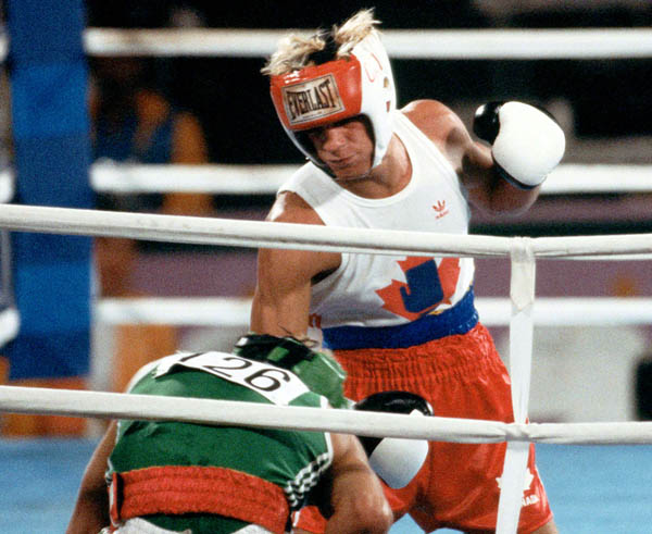 Canada's Steve Pagendam competes in the boxing event at the 1984 Olympic games in Los Angeles. (CP PHOTO/ COA/ Tim O'lett)