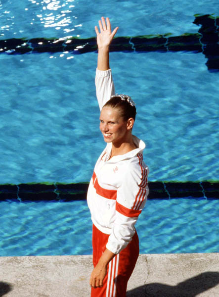 Carolyn Waldo du Canada participe en nage synchronise aux Jeux olympiques de Los Angeles 1984. (Photo PC/AOC)