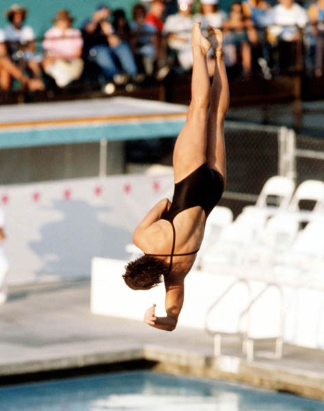 Canada's Sylvie Bernier performs a dive at the 1984 Los Angeles Olympic Games. (CP Photo/ COA/ Ted Grant)