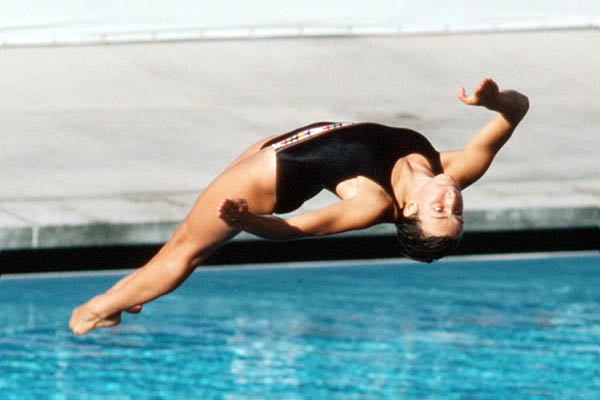 Canada's Sylvie Bernier performs a dive at the 1984 Los Angeles Olympic Games. (CP Photo/ COA/ Ted Grant)
