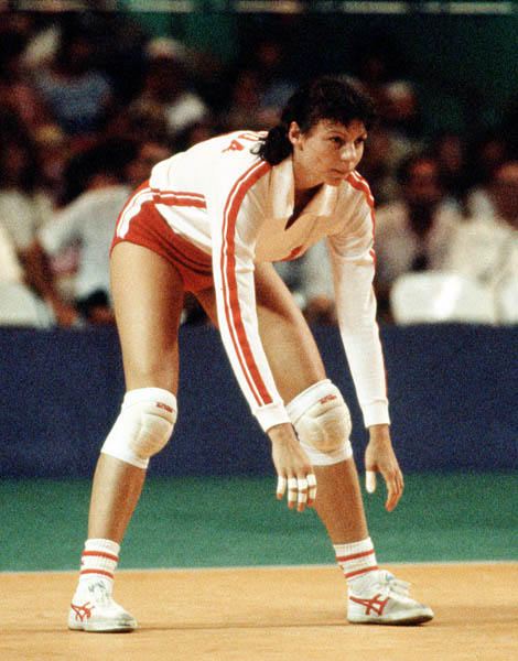 Canada's Caroline Cote competes in the women's volleyball event at the 1984 Los Angeles Summer Olympic Games. (CP PHOTO/COA/Scott Grant)