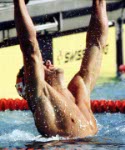 Canada's Victor Davis celebrates a gold medal win in the men's swimming event at the 1984 Olympic games in Los Angeles. (CP PHOTO/ COA/)
