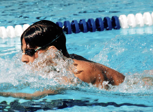 Canada's Peter Dobson competes in the swimming event at the 1984 Olympic games in Los Angeles. (CP PHOTO/ COA/Ted Grant )