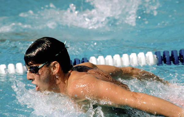 Canada's Peter Dobson competes in the swimming event at the 1984 Olympic games in Los Angeles. (CP PHOTO/ COA/Ted Grant )