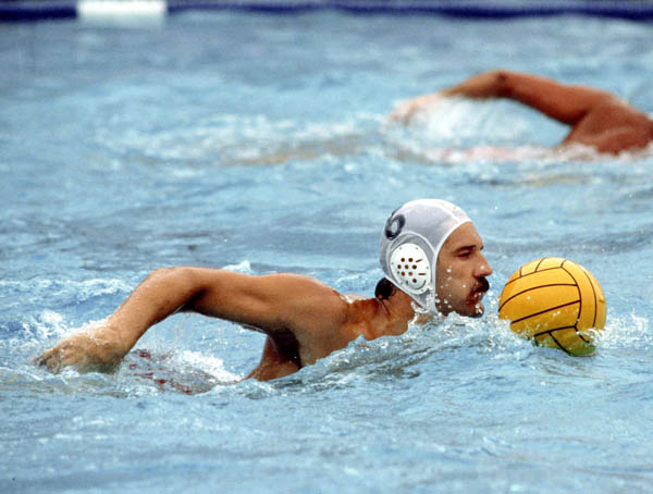 Canada's Paul Pottier competes in the men's water polo event at the 1984 Olympic Games Los Angeles. (CP Photo/COA/Tim O'lett)