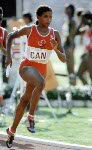 Canada's Jillian Richardson (left), Molly Killingbeck, and Marita Payne-Wiggins competing in the 4x400m relay event at the 1988 Olympic games in Seoul. (CP PHOTO/ COA/F.S.Grant)