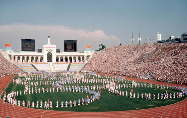 Performers take part in the opening ceremonies for the 1984 Winter Olympics in Los Angeles. (CP PHOTO/COA/ Jim Merrithew)