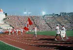 Canada's Olympic team makes its entrance at the opening ceremonies at the 1984 Winter Olympics in Los ANgeles. (CP PHOTO/COA/ Jim Merrithew)
