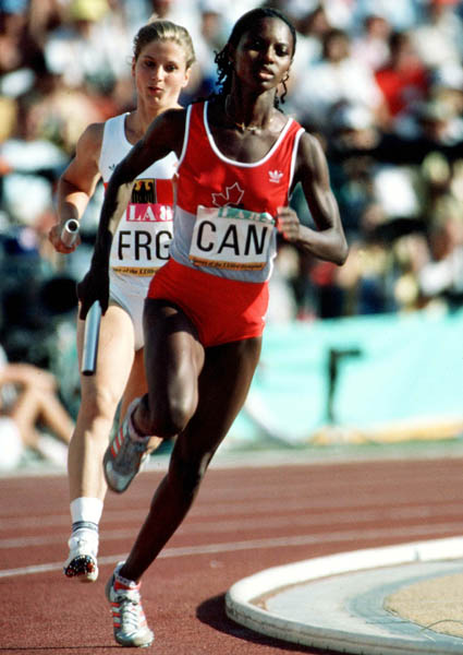 Canada's Marita Payne (front) competes in an athletics event at the 1984 Olympic games in Los Angeles. (CP PHOTO/ COA/JM)