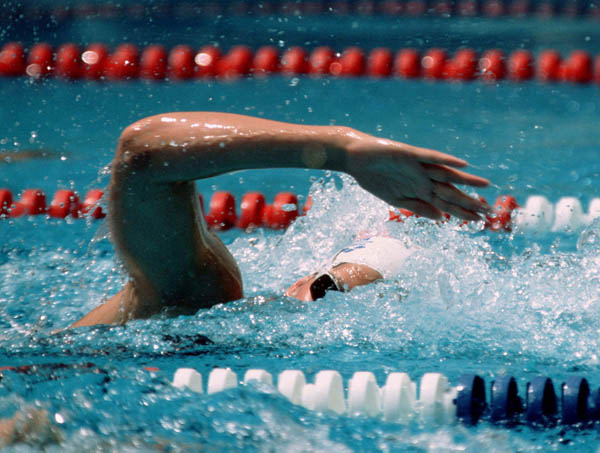 Canada's Karen Ward competes in the swimming event at the 1984 Olympic games in Los Angeles. (CP PHOTO/ COA/Ted Grant )