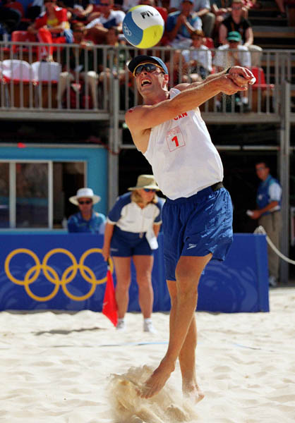 Canada's Jody Holden participates in the beach volleyball event at the 2000 Sydney Olympic Games. (CP Photo/ COA)