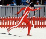 Canada's Joan Croothuysen (left) participates in the cross country ski event at the 1980 Winter Olympics in Lake Placid. (CP PHOTO/COA)
