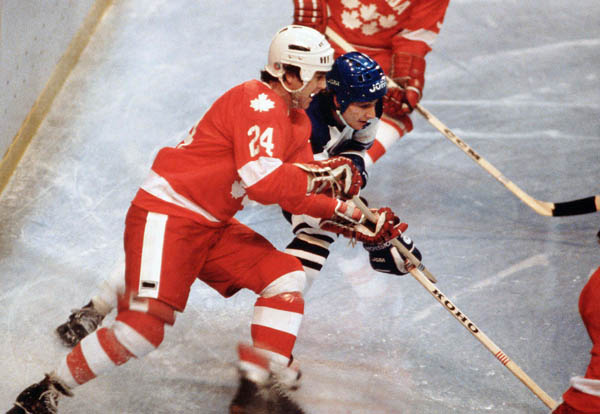 Canada's Terry O'Malley (24) participates in hockey action against the Netherlands at the 1980 Winter Olympics in Lake Placid. (CP PHOTO/ COA/ )