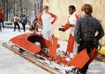 Canada's Alan MacLachlan and Bob Wilson compete in the two man bobsleigh event at the 1984 Sarajevo Winter Olympics. (CP PHOTO/ COA/ Tim O'lett)
